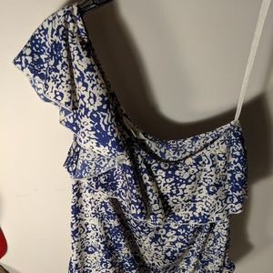 Silky, Flutter One Shoulder Floral Top